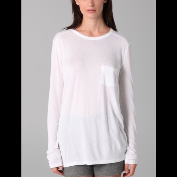 T by Alexander Wang Long Sleeve Pocket T-Shirt White L - Picture 1 of 9